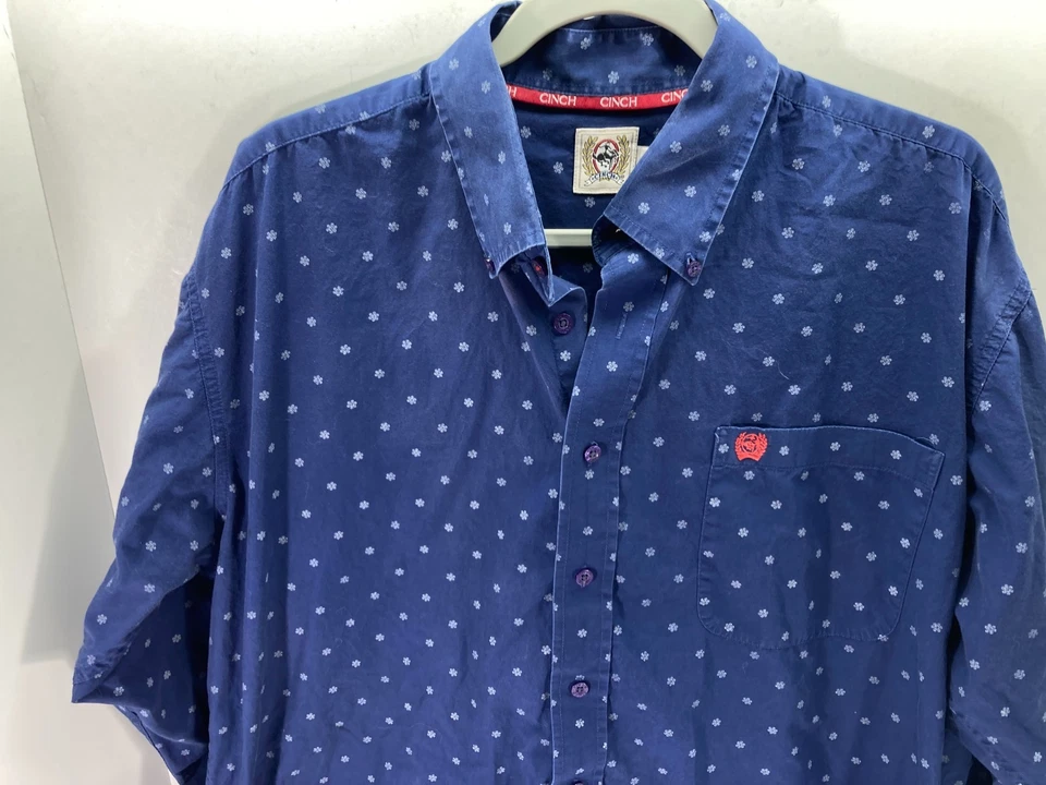 Cinch рубашка на пуговицах мужской размер большой синий Western ковбой карман с длинным рукавом - Изображение 2 из 4