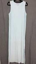 A New Day Dress Light Blue Ribbed Round Neck Sleeveless Maxi Side Slit XS 52Long