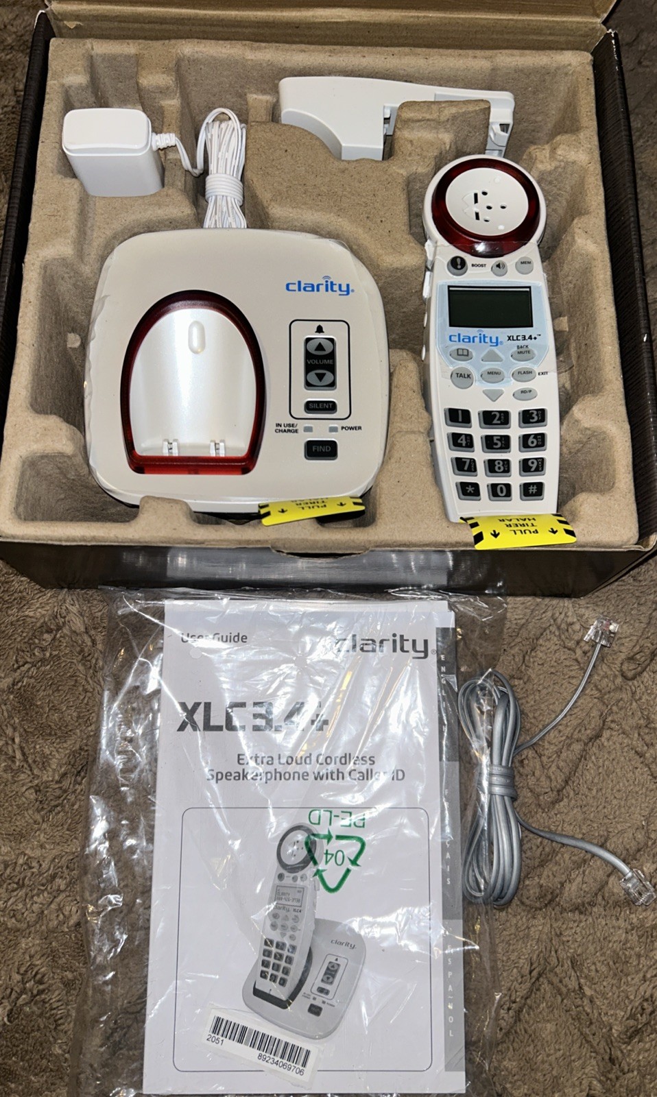 Clarity XLC3.4+ Cordless Phone for Hearing Loss Hearing Impaired Loud NIB