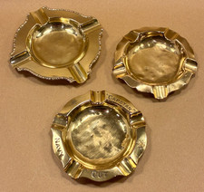 Set of 3 Vintage Brass Ashtrays “Capstan Navy Cut” Advertising – Hand-Finished