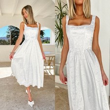NEW NWOT Show Me Your Mumu Nina Corset Midi Dress White Rose Satin SIZE XS