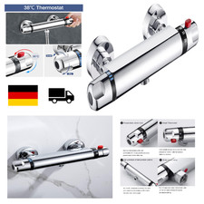 Duscharmatur mit Thermostat 38 C Sicherheitstaste Chrom Messing