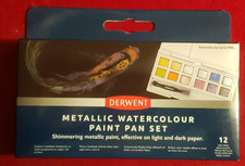 Derwent METALLIC Watercolor Paint Pan Set  12 Half Pans 2306246 NEW Free Ship
