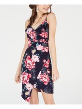 CRAVE FAME Womens Sheath Mini Dress Navy Spaghetti Strap Cocktail Juniors S