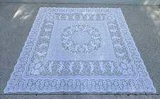 Vintage 19th Century Lace Figural Tablecloth Angels And Floral Design