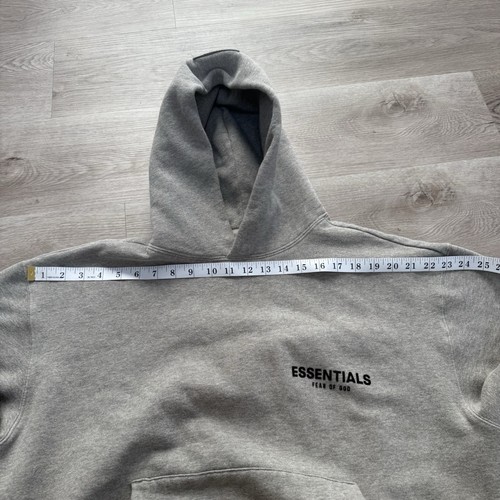 Fear of God Essentials grau schwarz schwerer Fleece Hoodie Pullover Logo Herren Large - Bild 13 von 14