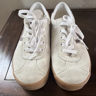 VANS Suede Lace Up Low Top Sneakers White/Brown Solid 500714 Skateboarding