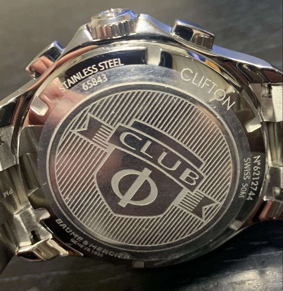 Reloj Automático Baume Mercier Clifton Negro/Plateado SS 50m Resistente al Agua Nuevo Foto 3 de 4