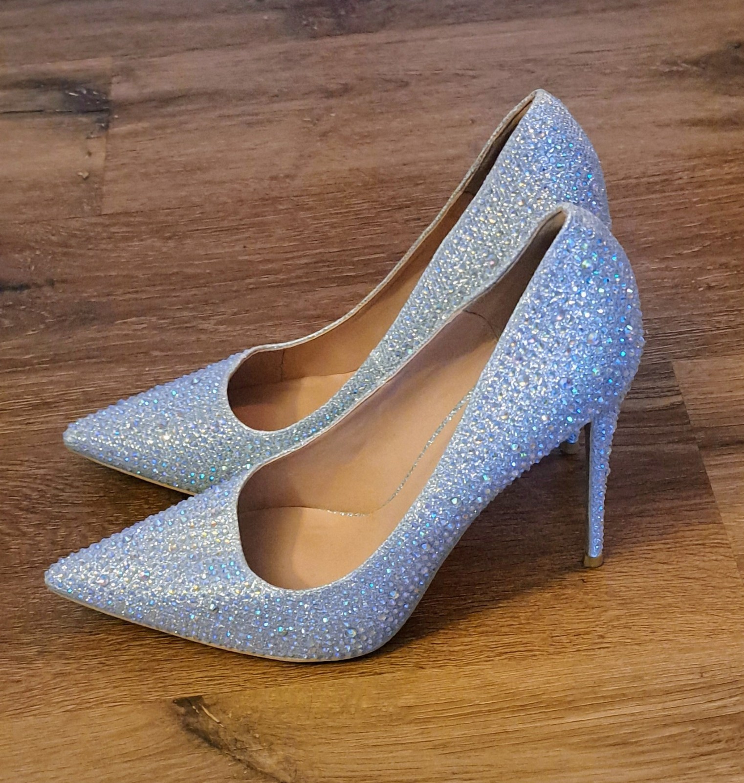 Elisabet Tang Women Pumps, Pointed Toe High Heel Glitter Rhinestone