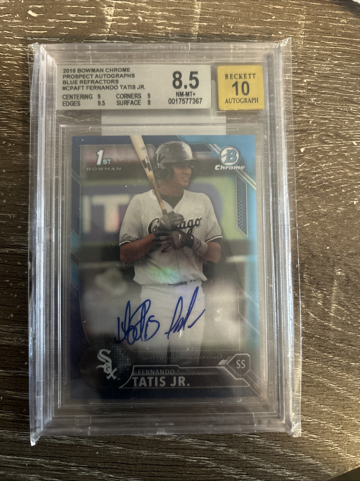 2016 Bowman Chrome Fernando Tatis Jr. Blue Refractor Auto /150 BGS 8.5/10