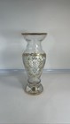 Vintage Bohemian Glass Vase Hand Painted Enamel Floral Gold Trim Czech