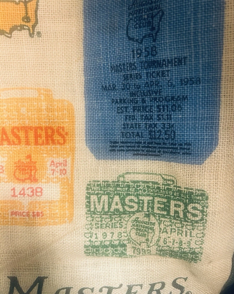 复古大师 1999 年奥古斯塔高尔夫纪念品托特包黄麻竹柄 - 全新带标签 — 第 4/4 张图片