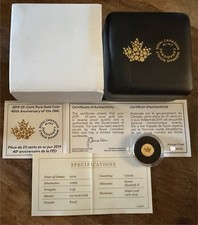 Canada 2019 0.5g Gold Maple Leaf Coin 40th Anniversary Reverse Proof Box COA
