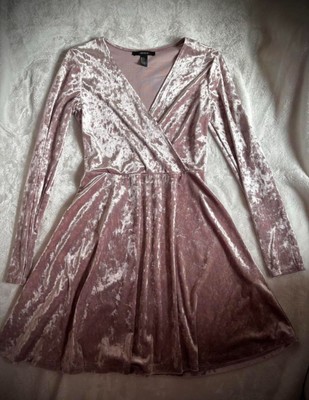 Gorgeous Forever 21 Pink Crushed Velvet Skater Dress Size Small 