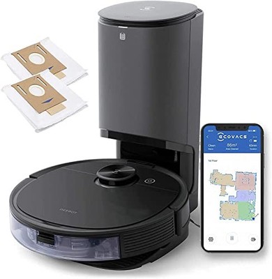 ECOVACS N8+ VACUUM & MOP ROBOT ADVANCED LASER MAPPING AUTO-EMPTY STATION BLACK