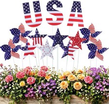 13Pcs 4th of July Outdoor Decoration Garden Stakes 250th Patriotic Plastic USA