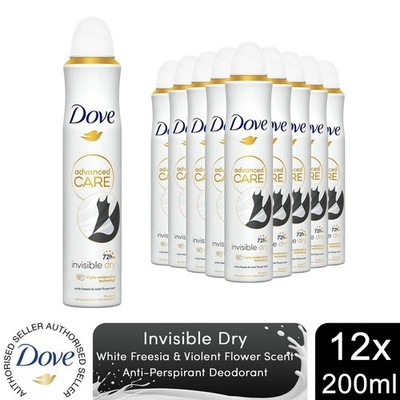 12x Dove Advanced Care Antitranspirant Deodorant Spray 72H Invisible Dry, 200 ml