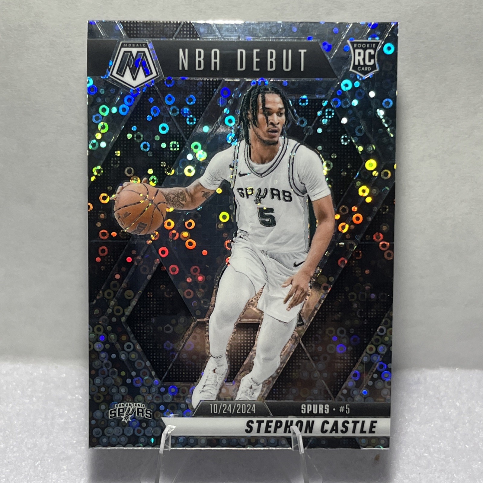 Stephon Castle 2024-25 Panini Mosaic NBA Debut Silver Disco (RC) Spurs