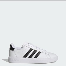 New Adidas Grand Court 2.0 Women White Black Casual Shoes In Box - 5.5