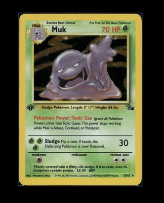 Muk - 13/62 - Pokemon Fossil 1st Edition Holo Rare Card WOTC LP
