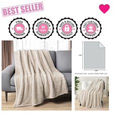 Elegant Cream Sherpa Fleece Throw Blanket 50x60 - Perfect for Couch or Bed