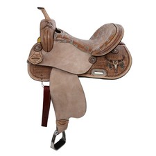 Double T Weathered Steer Barrel Style horse Saddle - 15 Inch