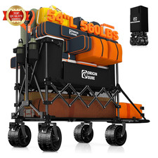 400L Double Decker Wagon Collapsible with 54" L Tailgate, 560Lbs Heavy Duty Cart