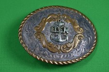 Vintage USN Navy Belt Buckle Sterling Silver Plate Montana SilverSmith,Ornate,AA