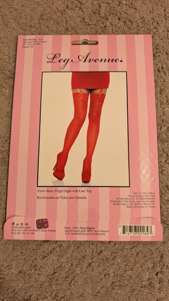 Lote Leg Avenue hasta los muslos verde negro rojo mancha lazo encaje top 90-164 lb red Foto 3 de 4