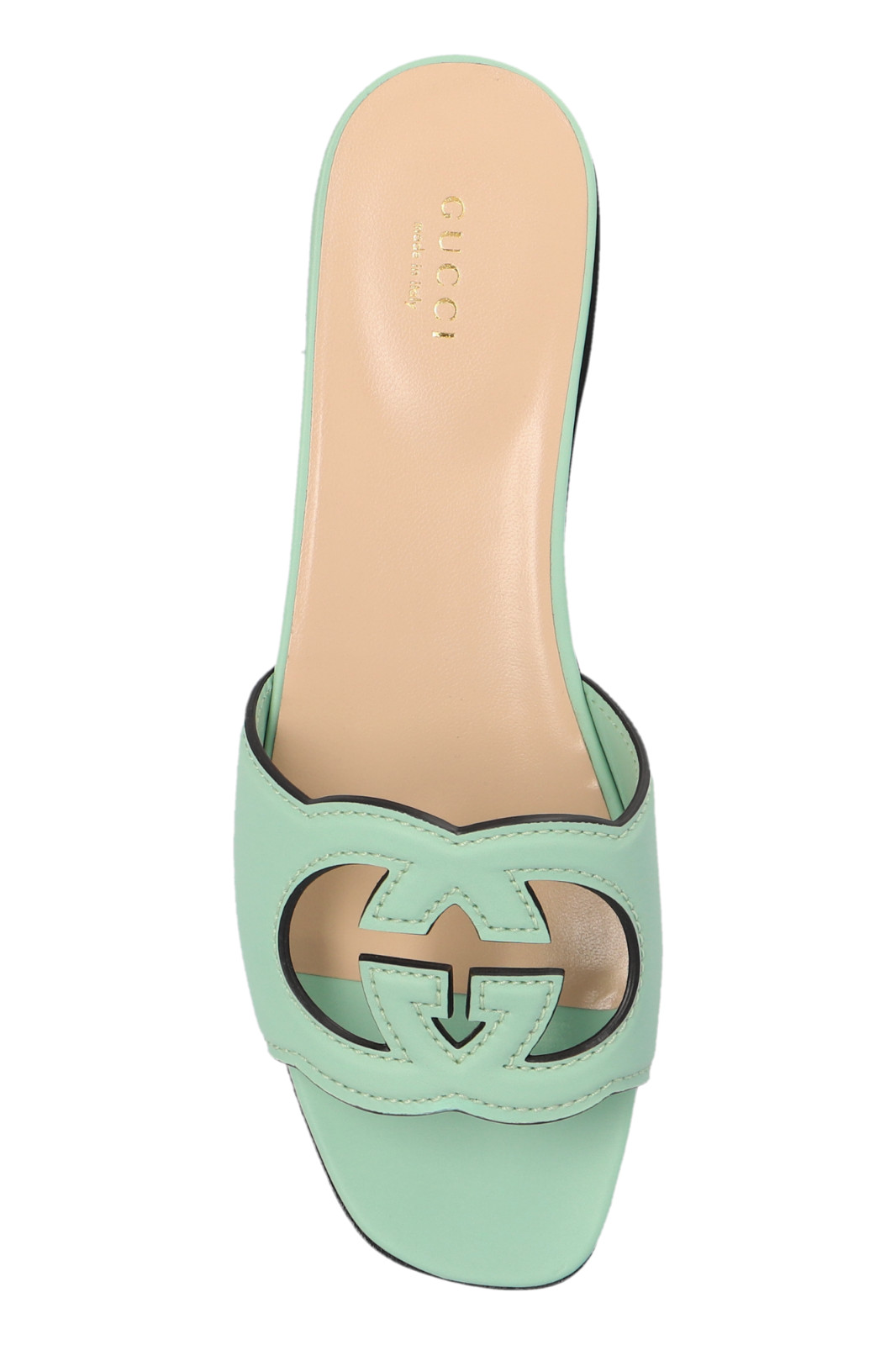 GUCCI Women's Interlocking G Green Slide Sandals New & Authentic image 4