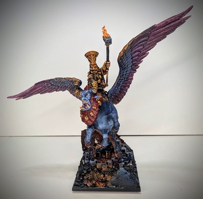 Chaos Dwarf Sorcerer Lord auf Lammasu - professionell bemalt und auf Basis