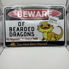 BEWARE OF BEARDED DRAGONS 8 x 12" metal sign MADE IN USA