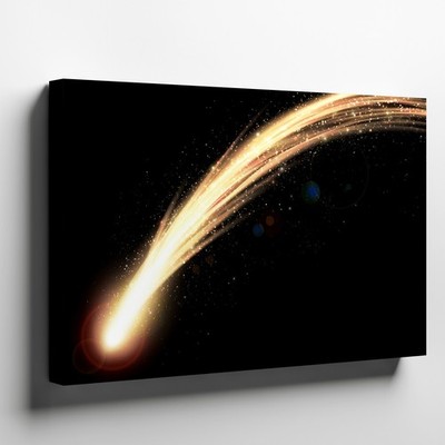 Radiant Comet Streaks Across A Pitch-black Night Sky, Its Luminous Tail Wall Art