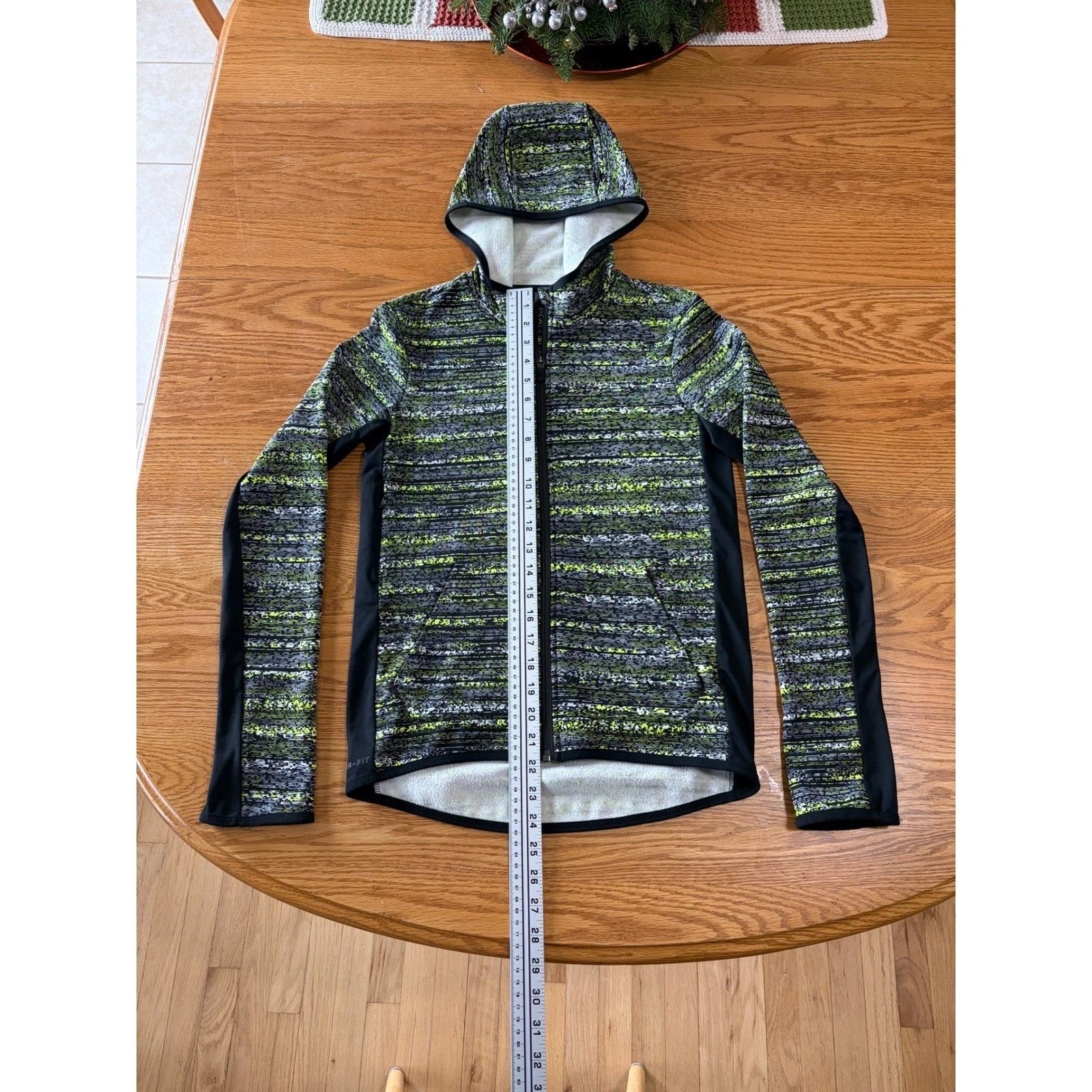 Nike Therma Fit Full Zip Hoodie Jacket Heathered Lime Black Athletic Size XS