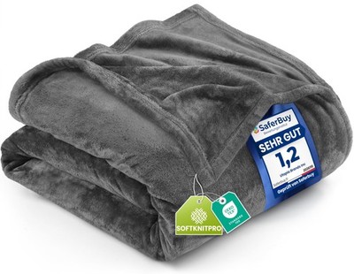 Bedding Kuscheldecke flauschig Fleecedecke [200x150 cm, Grau] leichte, Warm D...