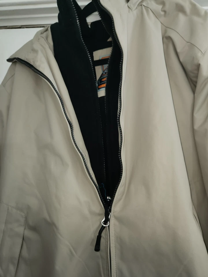 Free Country Beige Men's Hooded Fleece Lined Water Resistant Jacket Sz L - Image 2 of 4