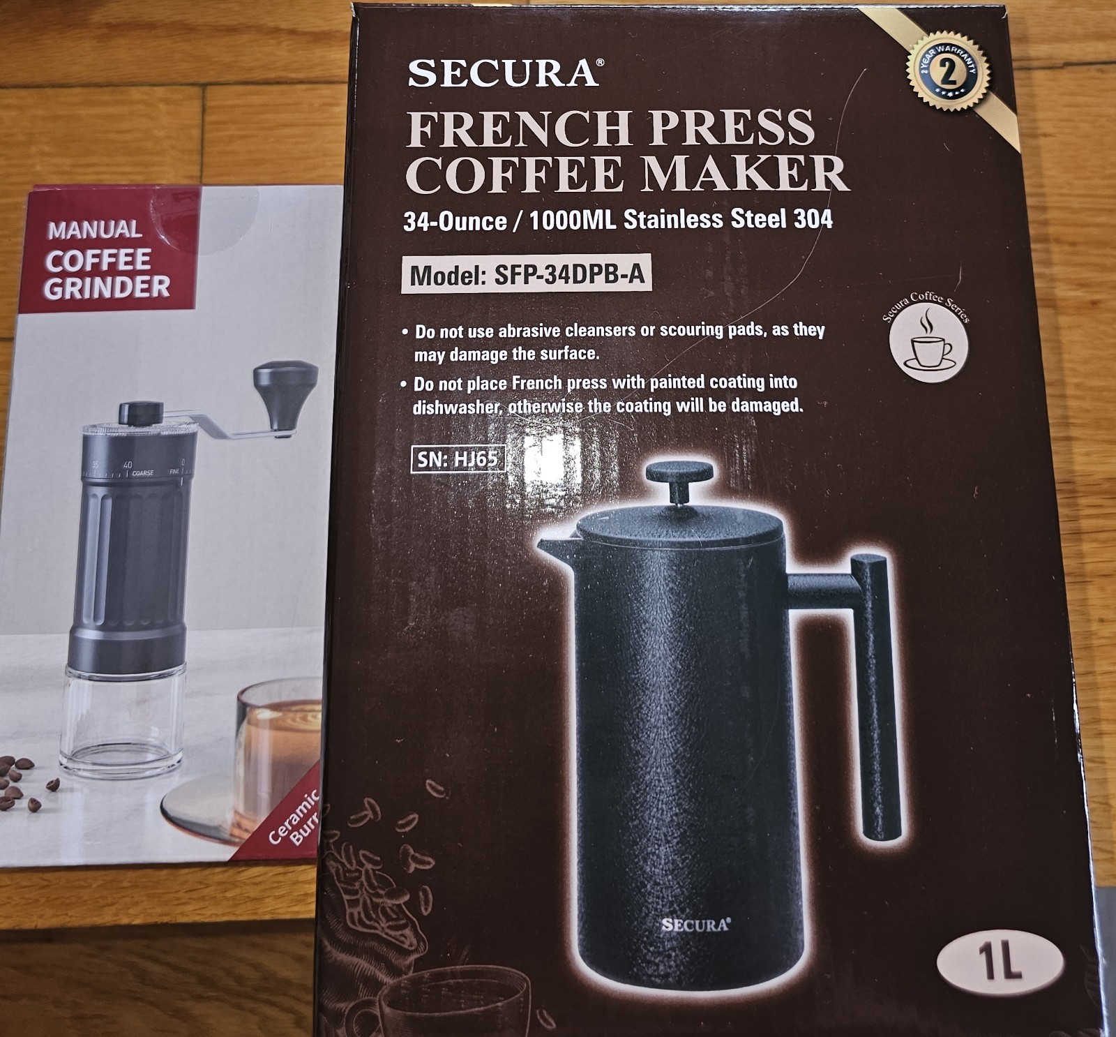 With A Manual Coffee Grinder.brand New.