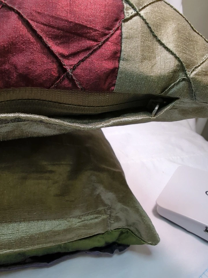 2 Silky Jewel Tone Pillows 16x16 Zippered  - Image 4 of 4