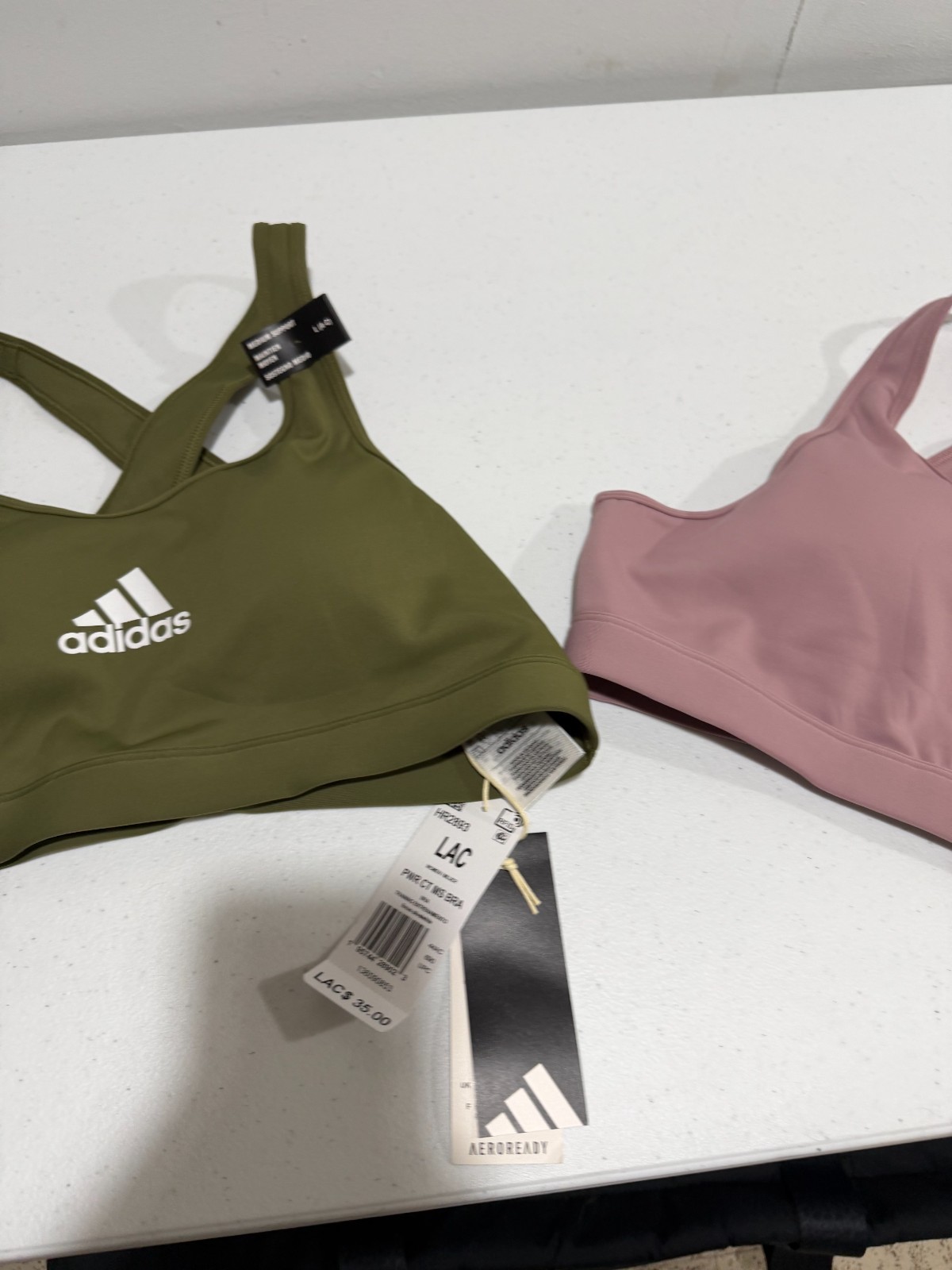2x Adidas PWR MS Sports Bra Clear Pink Women's Medium Support 4B thumbnail 6