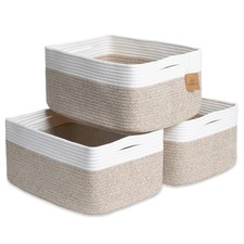 Storage Baskets 16.8  x13  x7.6  Cotton Rope Woven Baskets for Organizing 3-Pac...