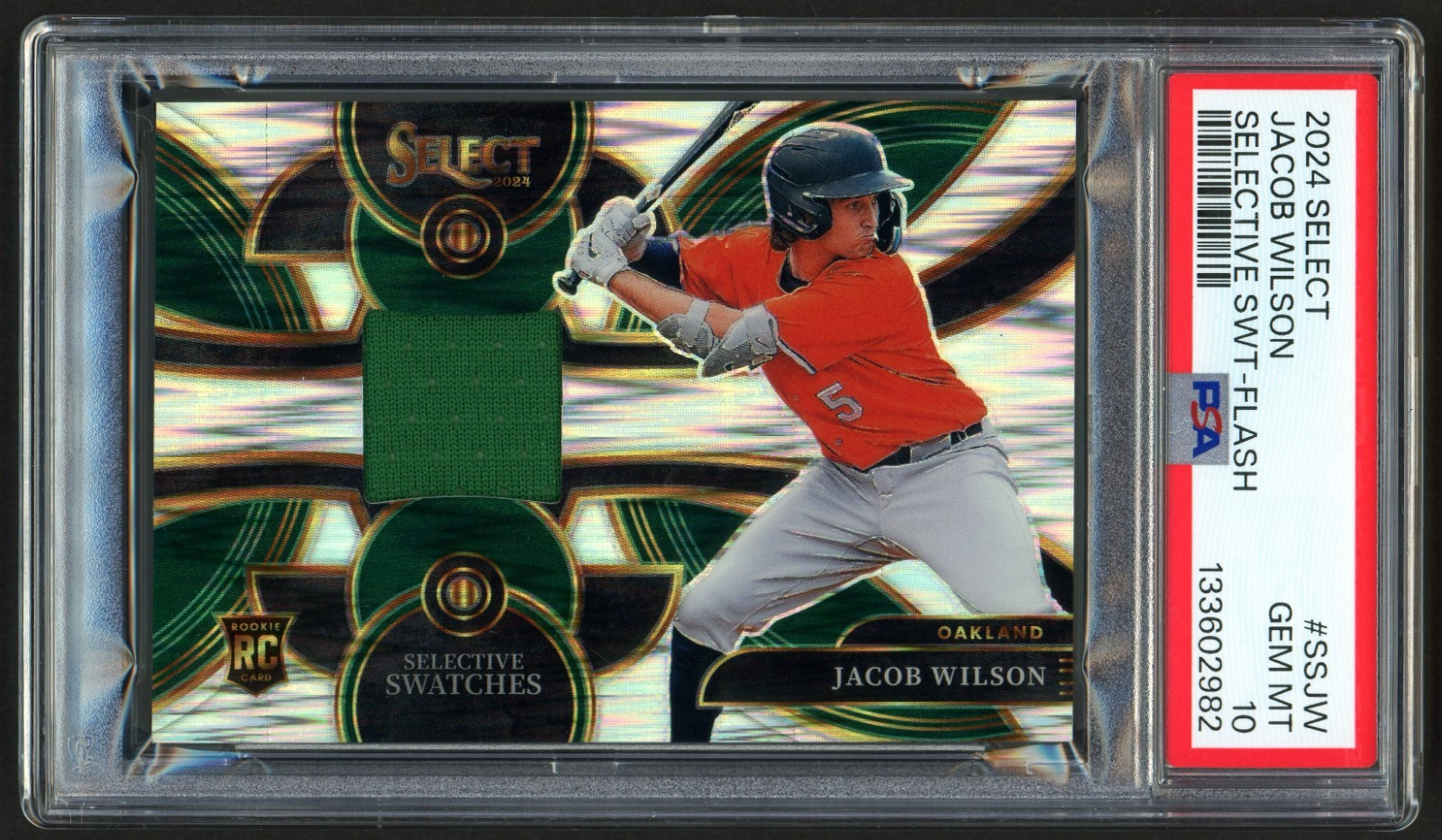 2024 PANINI SELECT JACOB WILSON FLASH PRIZM JERSEY INSERT ROOKIE PSA 10 GEM MINT