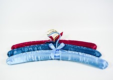 Vintage Lot of Three 3 Padded Closet Hangers Blues and Red