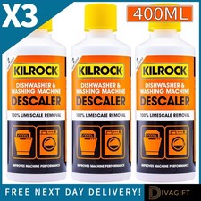 3 x KILROCK WASHING MACHINE & DISHWASHER CLEANER 400ML LIMESCALE & ODOUR REMOVER