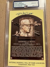 Tony LaRussa Signed Gold HOF Plaque Postcard Athletics Autograph PSA/DNA MINT 10