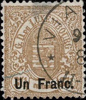 Luxembourg Luxembourg 1875 Coat of Arms 1Fr./37.5c. Stamped O Michel: 36 KW: €50