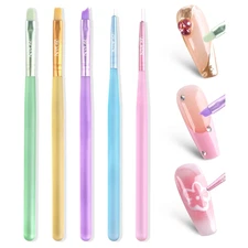 5Pcs Nail Art Brush Set Flat Round Liner French Gel Design Tools DIY Salon Kit