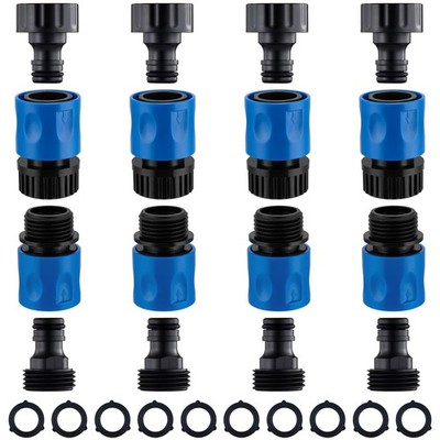 16Pcs Garden Hose Quick Connect Fittings 3/4'' Plastic Male & Female End Adapters