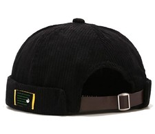 Men Corduroy Brimless Hats Docker Cap Sailor Worker Rolled Cuff Retro Beanie