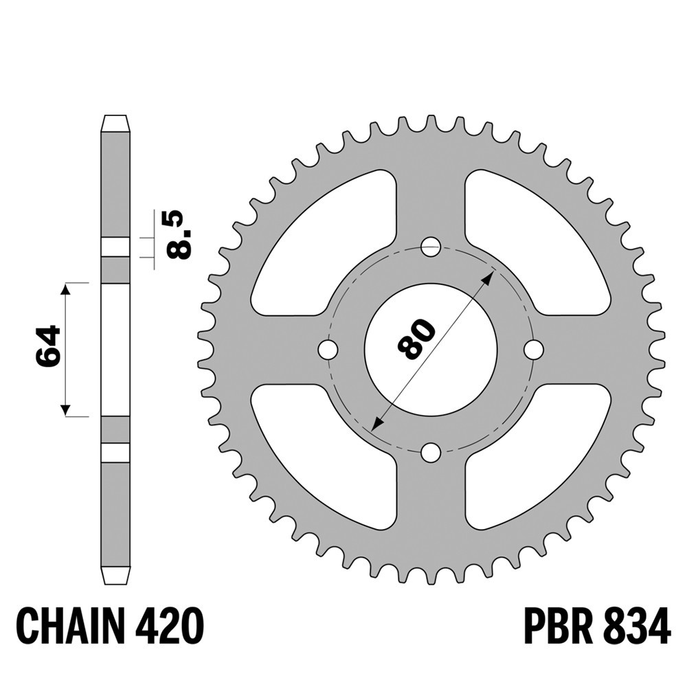 Pignon arrière PBR 31 dents résout saut de chaîne pas 420 fer pour Yamaha LB 50