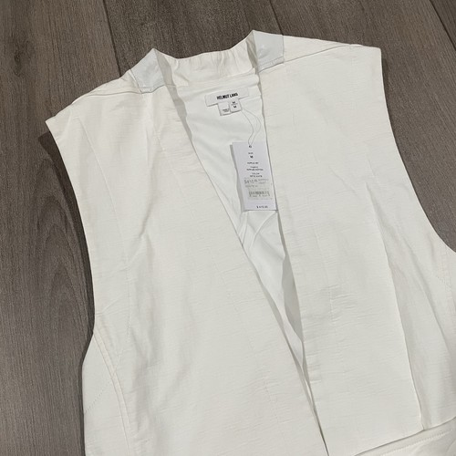 NWT $415 Helmut Lang Sleeveless Rippled Vest Vented Belted Optic White Women MED